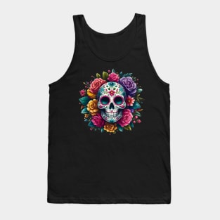 Sugar Skull Art - Floral Mystery Tank Top